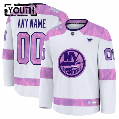 Maillot de Hockey New York Islanders Personnaliser Fanatics Hockey Fights Cancer Practice 2024-25 Blanc - Enfant Maillot de Hockey New York Islanders Personnaliser Fanatics Hockey Fights Cancer Practice 2024-25 Blanc - Enfant